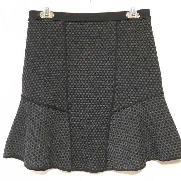 Sandro Jeu Dot Jacquard Flare Skirt Anthracite 6 - Picture 3 of 8